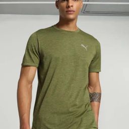Puma Olive Melange Regular Fit Running Sports T-Shirt-image-8
