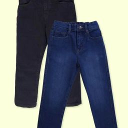 Kiddopanti Boys Black and Md Blue Denim Regular Fit Jeans - Pack of 2-picture-8