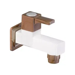 Sparsh Pearl Bib Cock with Flange Ludo Pine Series PTMT Brown, White Glossy Finish, LDP-1401-35