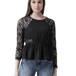 KASSUALLY Black Self Design Top-image-16