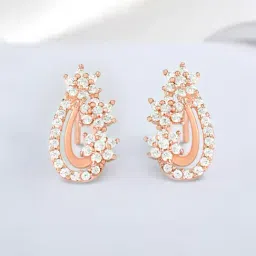 Zavya 925 Silver Chic Design Rose Gold Plated Stud Earrings for Women-image-75