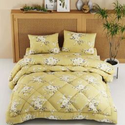 Bianca California Yellow 150 TC 110 GSM Double Size Bedsheet & Comforter With 2 Pillow Covers-image-14