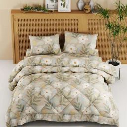 Bianca California Brown 150 TC 110 GSM Double Size Bedsheet & Comforter With 2 Pillow Covers-picture-6