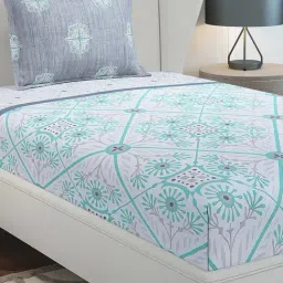 Monte Carlo Solstic Multicolor Cotton Printed 144 TC Single Bedsheet with 1 x Pillow Cover-picture-16