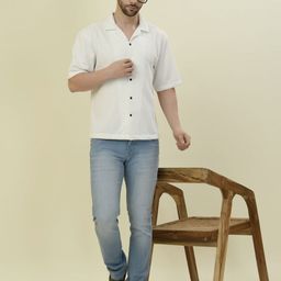 Albion By CnM Self Design Spread Collar Original Cotton Relaxed Fit Shirt-image-97
