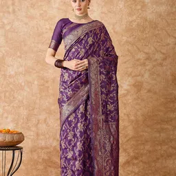 MANVAA Woven Design Zari Silk Blend Banarasi Saree-image-66