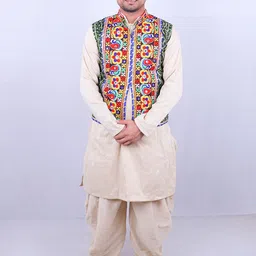 AGLARE Men Floral Open Front Jacket With Embroidered-11