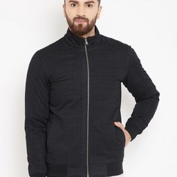 Pierre Carlo Men Black Checked Bomber Jacket-27