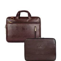 THE CLOWNFISHDark Brown Laptop Sleeve With Laptop Bag Combo-image-47