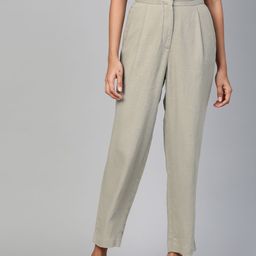 Marks & Spencer Women Olive Green Regular Fit Solid Formal Trousers image 1