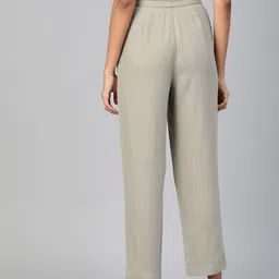 Marks & Spencer Women Olive Green Regular Fit Solid Formal Trousers image 3