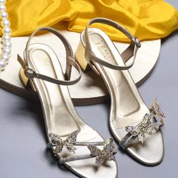 JM Looks Women Embellished Party Block Sandals-24