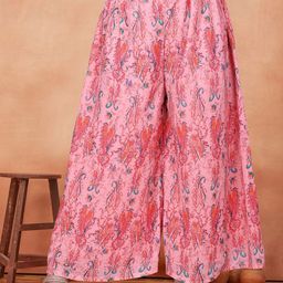 KALINI Women Floral Printed Flared Knitted Palazzos-picture-33