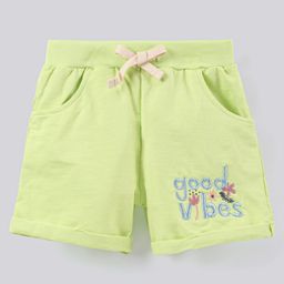 Ollypop Cotton Mid Thigh Shorts Text Print - Green-image-58