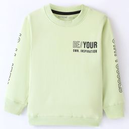 Doreme Cotton Terry Full Sleeves Sweatshirts Text Printed - Citrus Green-picture-24