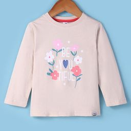 Teddy Sinker Knit Full Sleeves T-Shirt with Floral Print - Light Peach-image-88