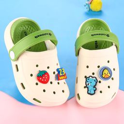 Cute Walk by Babyhug Clogs with Back Strap Closure & Bear Applique - Green-image-97