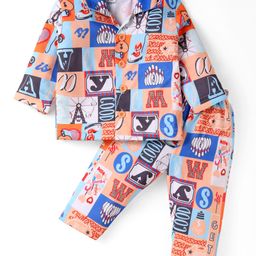 Little Darlings Sinker Knit Full Sleeves Night Suit with Gaming Print - Multicolor-image-34
