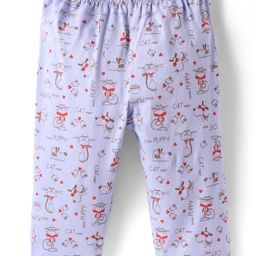 Tango Single Jersey Knit Full Length Lounge Pant with Animal Print - Blue-image-61