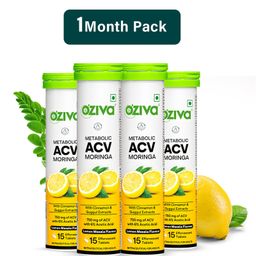 OZiva Apple Cider Vinegar Moringa To Control Cravings - Lemon Masala - 60 fizzy tabs Pack of 4-39