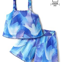 Ollington St. Woven Georgette Sleeveless Printed Top & Shorts Co-Ord Set - Multicolor-image-20