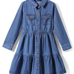 Pine Kids Cotton Woven Full Sleeves Solid Shirt Dress - Blue-picture-36