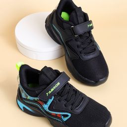 ABROS Colour Blocked Space Theme Designed Shoes With Velcro Closure - Black & Turquoise-image-96