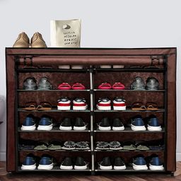 Urban Choice 12-Shelves Modular Metal Shoe Rack With Brown Cover - Perfect for Entryway & Closet Storage-image-77