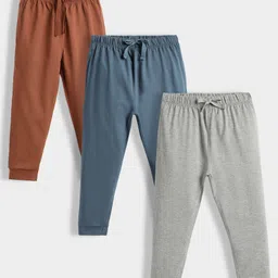 Orange Sugar 100% Cotton Knit Pack Of 3 Solid Full Length Joggers - Multi Colour-picture-18