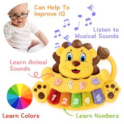 NEGOCIO Lion Baby Piano Toy 5 Different Numbered and Colored Keys Touch and Teach Mini Piano for Toddlers- PACK OF 1 - COLOR MAY VARY image 2