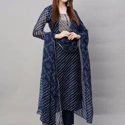 BAESD Women Embroidered Regular Thread Work Kurta with Trousers & With Dupatta-2
