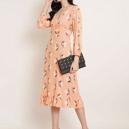 Moda Rapido Printed Puff Sleeve Fit & Flare Midi Dress-picture-32