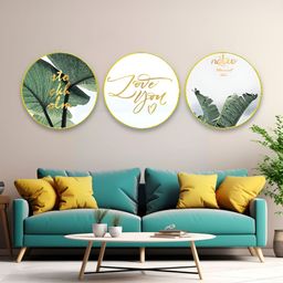 The Castle Decor Green & White 3 Pieces Floral & Botanical Wooden Wall Art-image-74