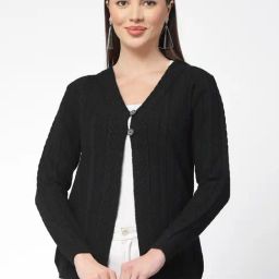 Kalt Black Self Design Cardigan-image-59