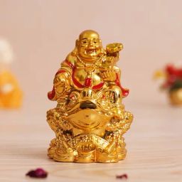 eCraftIndia Gold Polyresin Feng Shui Laughing Buddha Idol-image-62