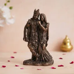 eCraftIndia Brown Polyresin Radha Krishna Idol with Flute-image-37