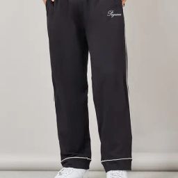 Styli Black Relaxed Fit Cotton Trackpants-image-47