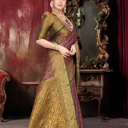 JAY FASHION Woven Design Zari Silk Blend Banarasi Saree-image-60