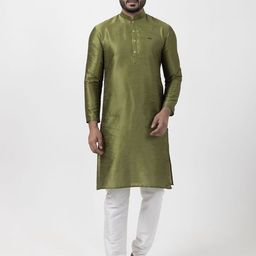 DEVOILER Men Regular Dupion Silk Kurta with Pyjamas-8