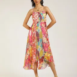 Label Ritu Kumar Multicolor Printed Midi High-Low Dress image 1