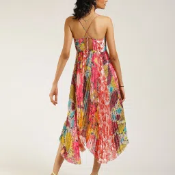Label Ritu Kumar Multicolor Printed Midi High-Low Dress image 2