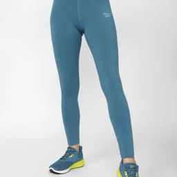 Reebok Blue Cotton Logo Print Sports Leggings-image-80