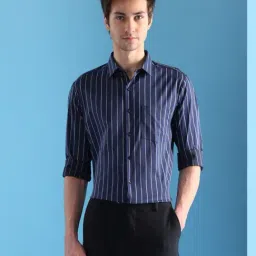 Arrow Blue Cotton Regular Fit Striped Shirt-picture-46
