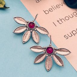 Sangria Silver Plated Stone Studded Earrings-63