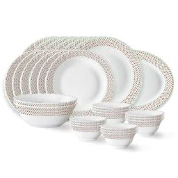 Larah by Borosil Waltz Fluted White Opalware 27 Pieces Dinner Set-11