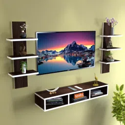 Furnifry Wenge with White Band 42 Inch(TV) Wood Wall Mounted Square TV Cabinet-picture-41