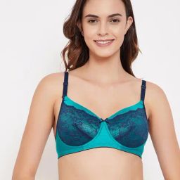 Clovia Blue Non Wired Padded Full Coverage Bra-image-96