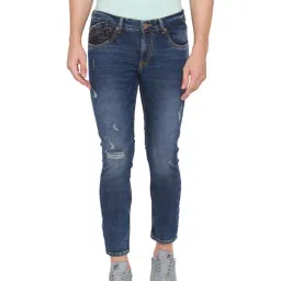 Spykar Blue Slim Fit Heavily Washed Jeans-picture-3