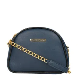Bagsy Malone Navy Blue Solid Medium Handbag-picture-25