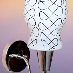 KINIS Silver Toned & White Abstract Printed Quirky Cylinder Shaped Wall Lamp-4